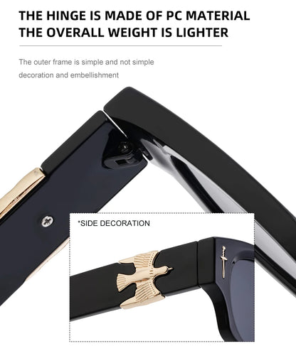 Punk Soaring Eagle Sunglasses Men 2026 Luxury Brand Designer Fashion Rectangle Sun Glasses For Women Steampunk Shades Eyewear
