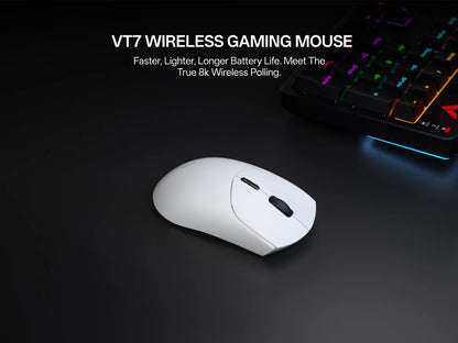 Rapoo VT7 MAX Wireless Gaming Mouse, True 8K Wireless Gaming Mouse, 53g Ultra-Lightweight, 30K DPI, 750-Hour Battery, Programmable Gaming Mouse