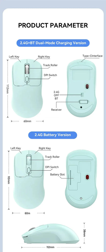 Bluetooth 5.4 Wireless Mouse Dual Mode Rechargeable Silent Gaming Mouse, 2.4G Bluetooth Wireless Mouse for PC, Laptop, MacBook & Desktop