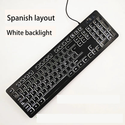Teclado gaming de secretária com fios e retroiluminado, layout de teclado espanhol/francês (AZERTY)/russo/árabe/alemão, para computador de secretária e escritório