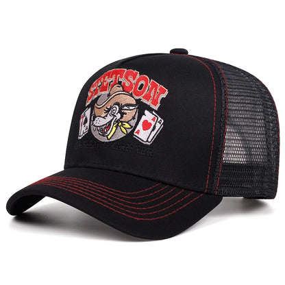 Spersonalizowana nowa czapka z oddychającej siateczki STETSON z motywem głowy wilka, czapka pokerowa, czapka sportowa na świeżym powietrzu, czapka przeciwsłoneczna, czapka uliczna w stylu hip-hop, unisex