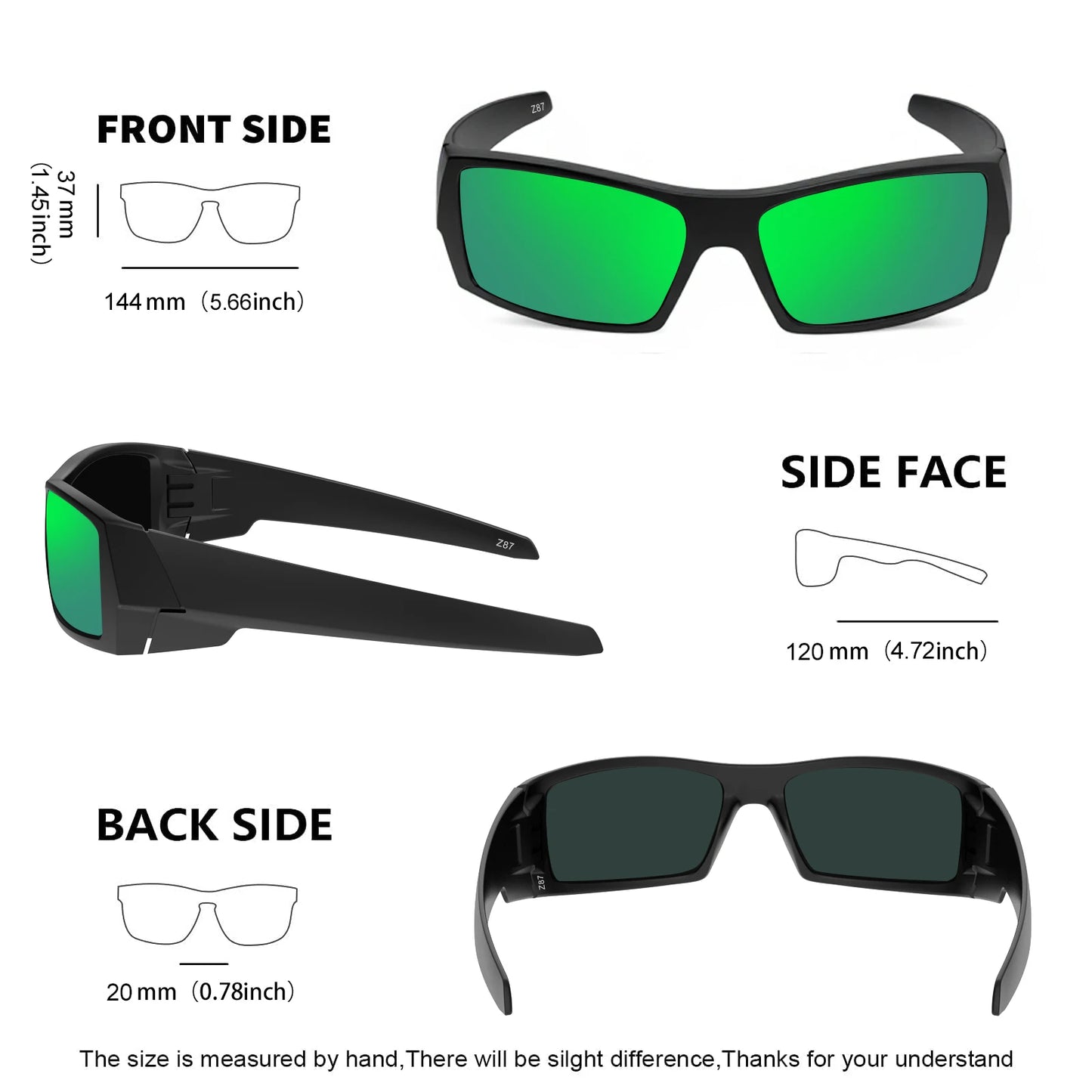MAXJULI Z87 Polarized Sunglasses Men Wrap Around Sport Driving UV400 Retro Vintage Shield Safety Glasses 8231