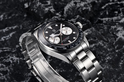 PAGANI DESIGN ‘Panda’ Men’s Watch – Luxury quartz chronograph, water-resistant, sapphire crystal with anti-reflective coating, luminescent sports watch