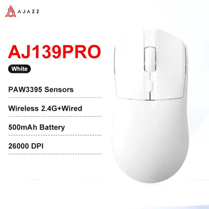 AJAZZ AJ139 V2 MC/AJ139 PRO belaidė žaidimų pelė su PAW3311/PAW3395 jutikliu, 12000DPI/26000DPI, 500mAh „Bluetooth“ pelė žaidėjams, skirta PC