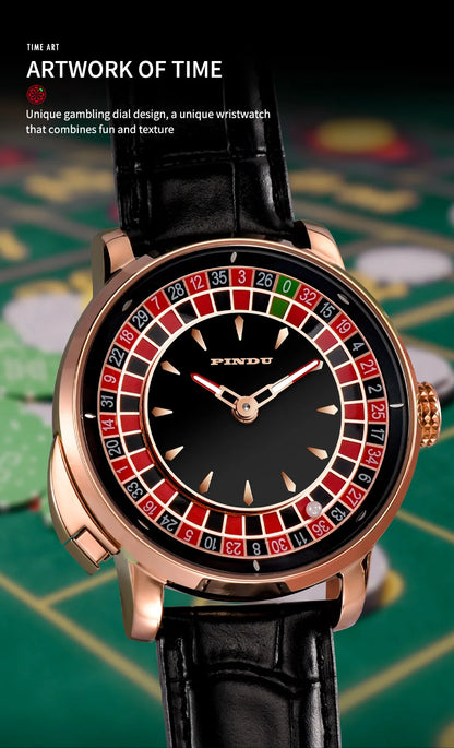 PINDU Watch Top Brand Luxury Upgraded Version Button Roulette Men's Mechanical Watch Stainless Steel NH35A Sapphire Glass Watch