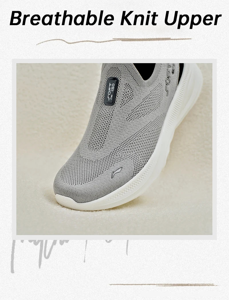 Li-Ning SOFT GO 2 KNIT slip-on fritids-gåsko til mænd – støddæmpende, komfortable og stabile LiNing mesh-jogging- og daglige sportssneakers AGLV017