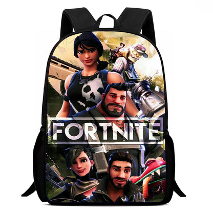 Fortnite 15 tommer tegneserie-skolerygsæk til børn, drenge og piger, cool gaming-print, let og rummelig rygsæk, egnet til alderen 5-8