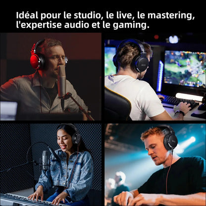 OneOdio EKSA P100 Professional Studio Headphones Wired HiFi Over Ear DJ Monitor Headphones with 50mm Driver, Mic, 3.5mm/6.35mm Audio Cable