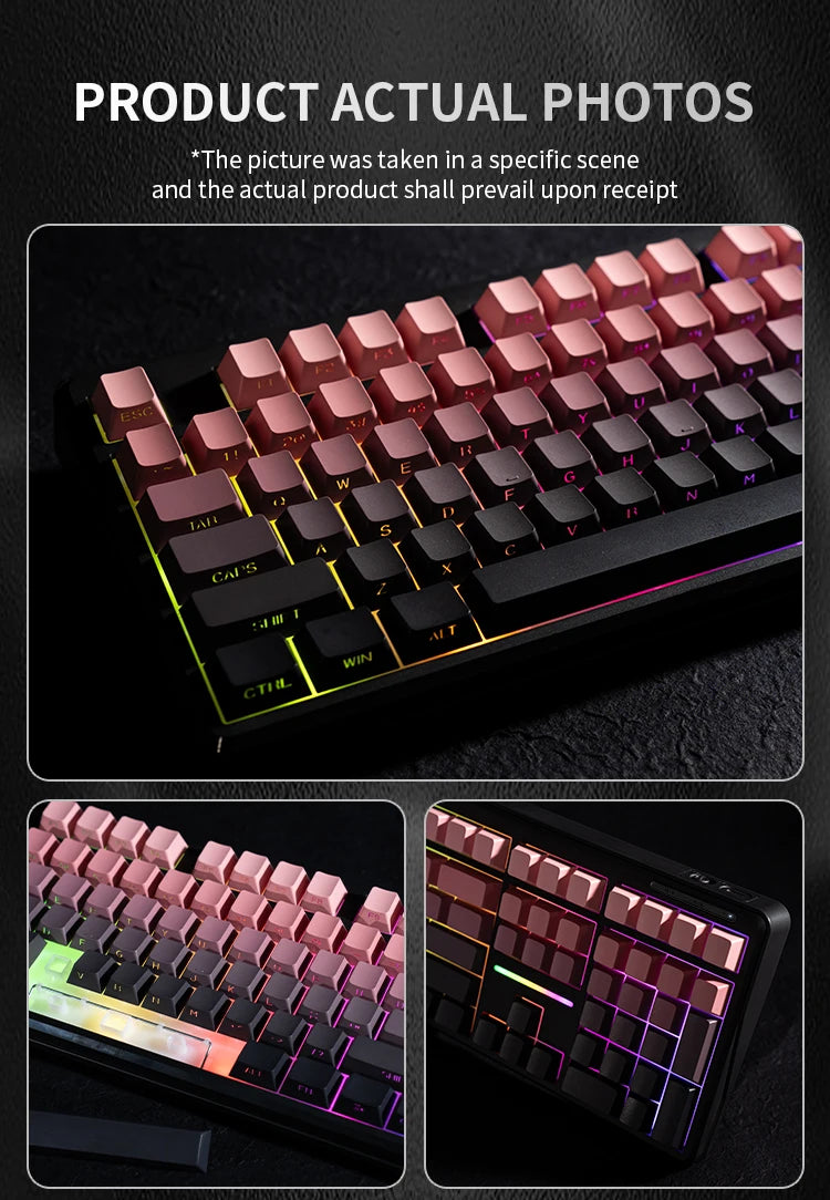 Teclado Bluetooth V108 Pro para escritório, baixo ruído, 2.4G, com e sem fios, layout completo, membrana com retroiluminação RGB