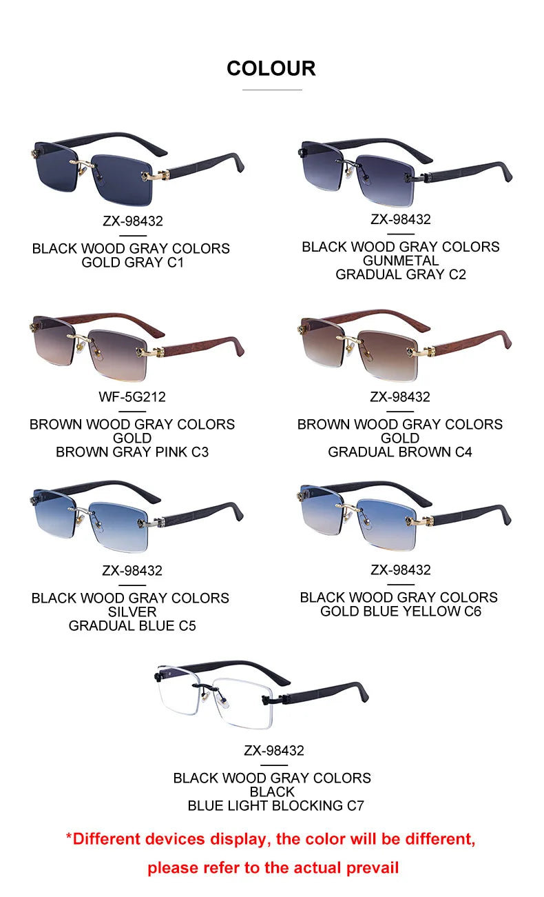 2026 Wooden Rimless Sunglasses Women Trendy Retro UV400 Protection Square Sunglass Men Brand Design Fashion Glasses Dropshipping