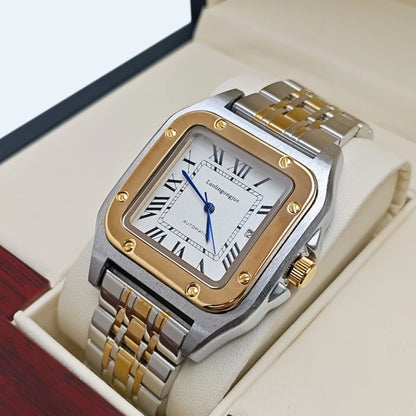 High-End Business Series Men's Watches, Fully Automatic Mechanical Watches, Skeleton Design, Butterfly Clasp Stainless Steel Strap, High-End Luxury Small Square Men's Watches, Fashionable Business Casual Multifunctional Men's