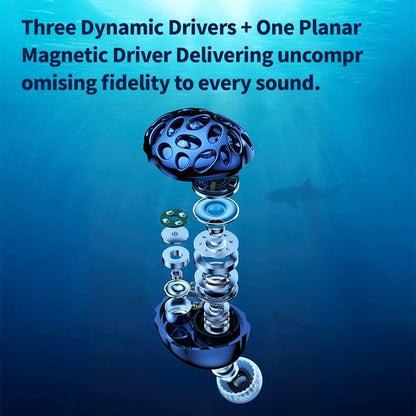 TRN Whale Shark Hybrid Earphones Triple Dynamic Driver + Planar In-Ear Monitors, HiFi Wired Hybrid Earphones with High Resolution Audio, Audiophile IEM Headphones