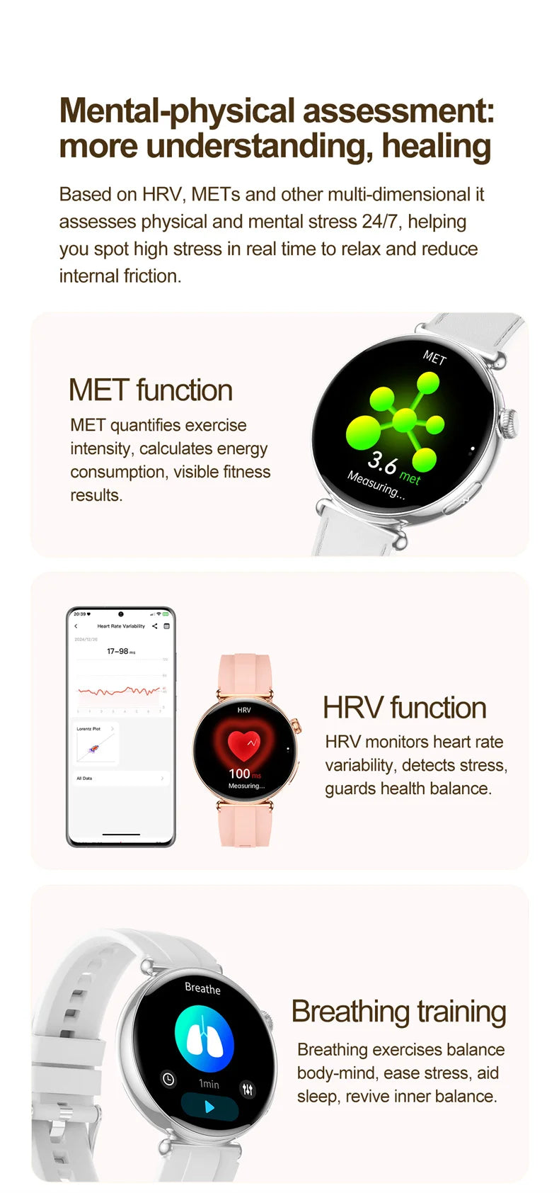 New 1.32inch Smart Watch For Women Health ECG Health Lady Watches Full Touch Screen Call Custom Dial Diamond Strap Smartwatch