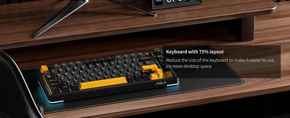 AULA AU75 Wireless Mechanical Keyboard 81 Keys Compact Hot Swappable Custom Keyboard 2.4G/USB/BT5.0 RGB Backlit Gaming Keyboard