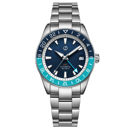 WISHDOIT 2025 New NH34 Men's Sports Automatic Mechanical GMT Sapphire Stainless Steel Waterproof 15 ATM With Rubber Strap
