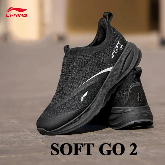 LI-NING SOFT GO 2 Scarpe da camminata da uomo slip-on, morbide, con tacco spesso, comode, resistenti, sportive casual AGLV005