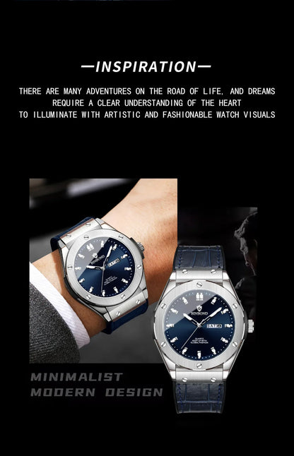 Man New Casual Business Leather Clock Men Luxury Watch Automatic Watches Mens Top Fashion Quartz Wristwatches Relojes De Hombre