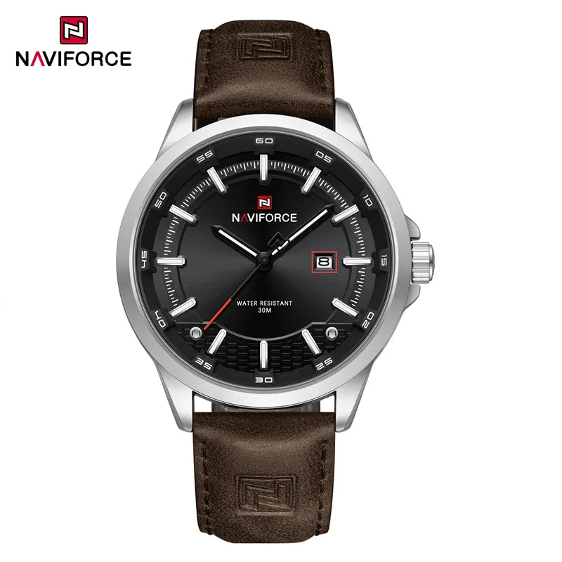 Naviforce 9248 Top Brand New Sport Wristwatch Luxury Military Auto Date Leather Simple Quartz Original Male Clock
