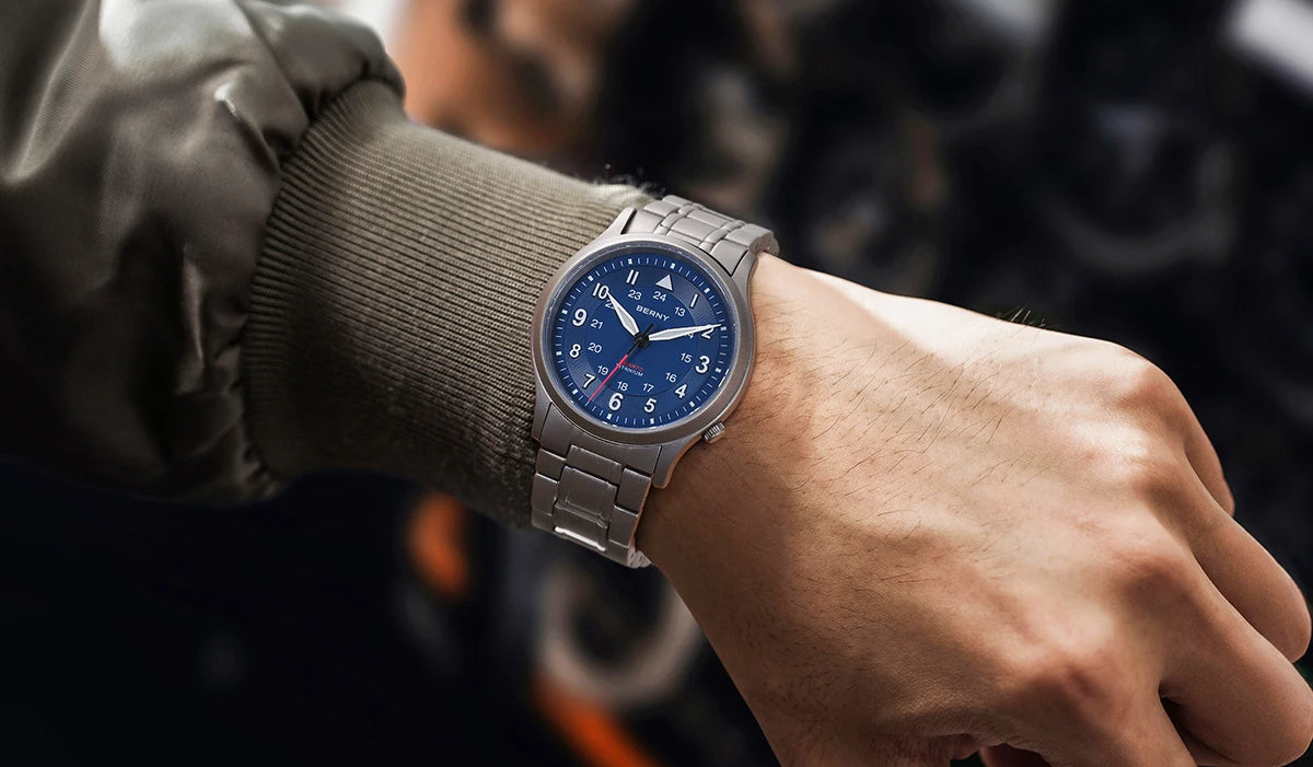 BERNY Full Titanium Watches for Men Outdoor Quartz Men's Field Wristwatch VH31 Super Luminous Sapphire Easy Read Watch
