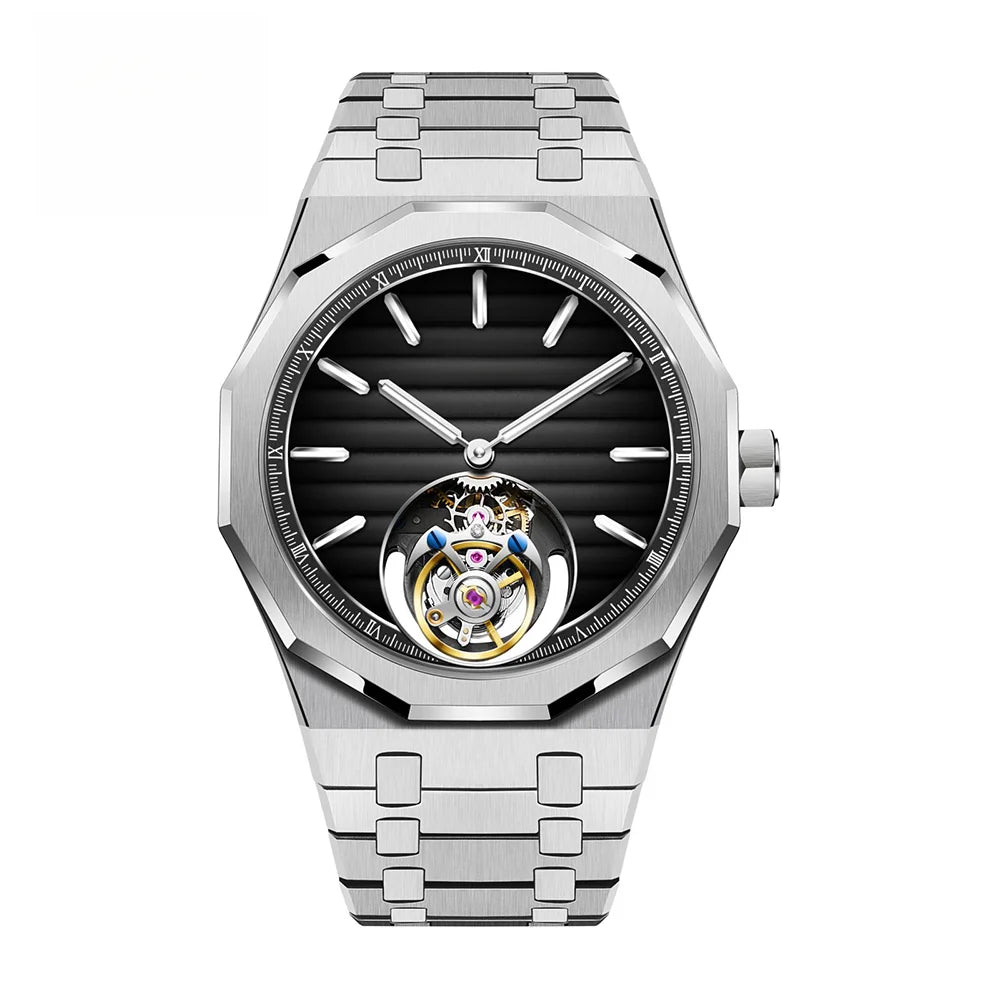 Raymondoya Men's Flying Tourbillon Movement Mechanical Automatic Luxury Watches Wristwatches Skeleton Watch Brand For Men Sapphire