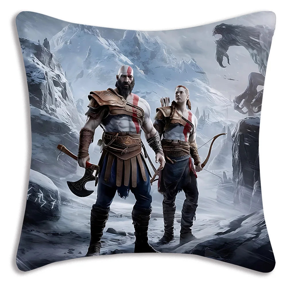 Pillow Covers Cartoon Game G-God of War R-Ragnaroks Sofa Decorative Home Double-sided Printing Short Plush Cute Cushion Cover