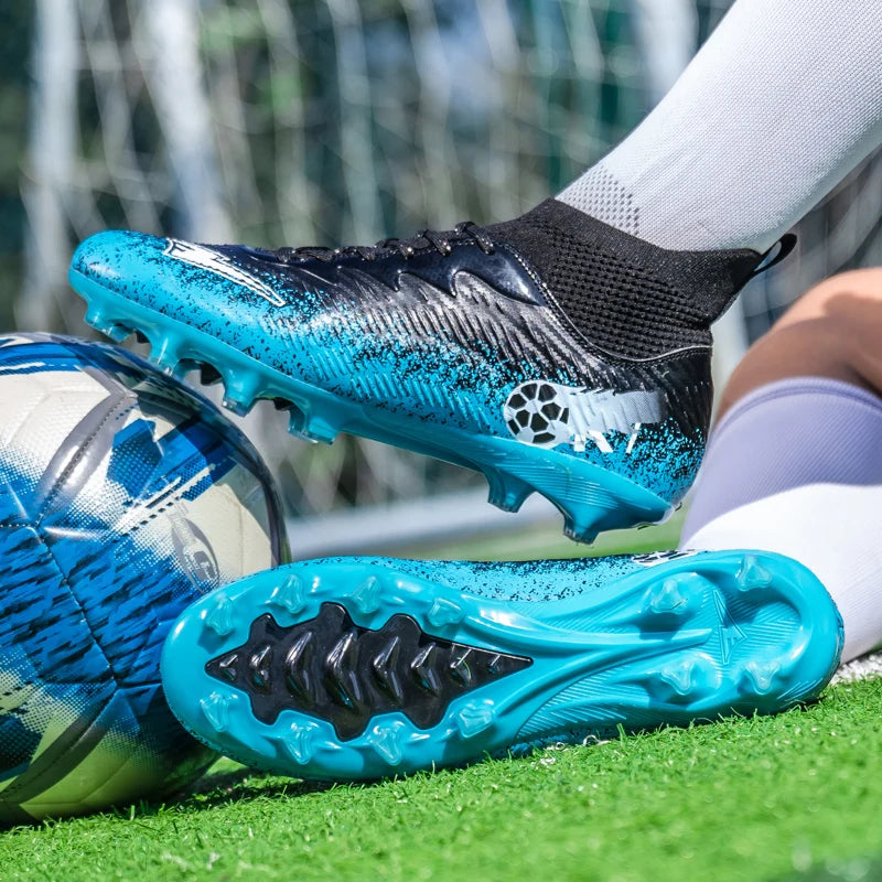 Fodboldstøvler til mænd og kvinder, high-top, skridsikre fodboldsneakers, åndbare futsal-træningssko til udendørs græs, ankelstøttende fodboldstøvler