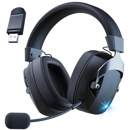 Auscultadores Gaming Sem Fios Acinaci 2.4GHz para PS5 PS4 PC Switch – Auscultadores Gaming Bluetooth com Microfone, Graves Profundos e Almofadas em Espuma Viscoelástica