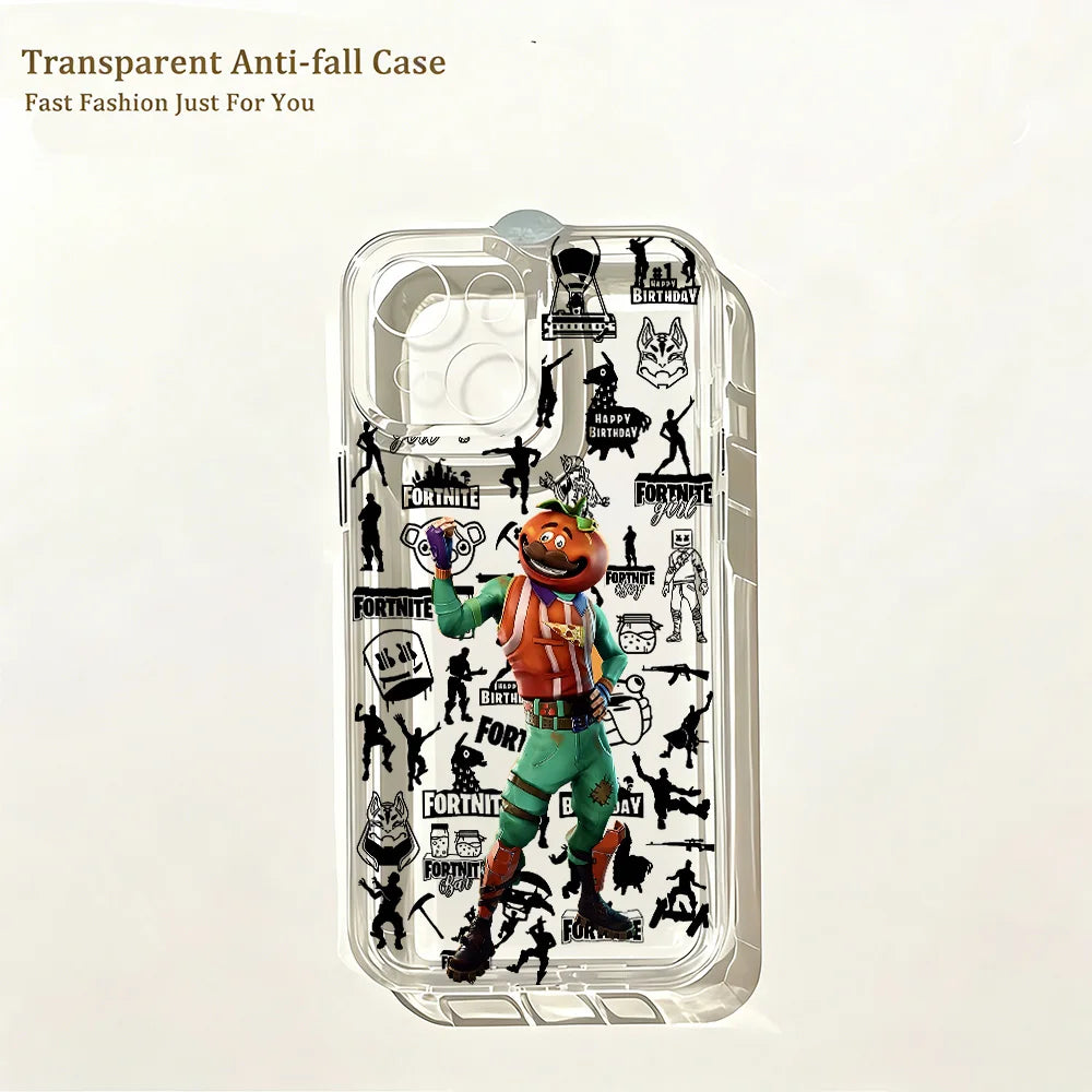 Hot Game Fortnite Phone Case for iPhone 17e 17 16 16e 15 14 13 12 11 Mini Pro Max X XR XS Max 7 8 Air Plus Clear Back Cover