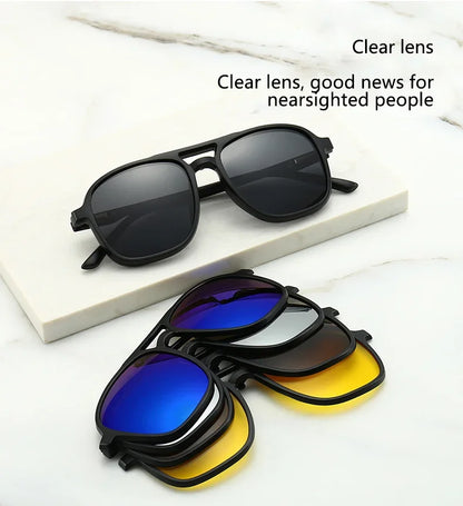 2026 Mirror Magnetic Attraction Polarized Sunglasses 2 Iin 1 Clip Cycling Glasses Dazzling Men Double-Barreled Glasses Women