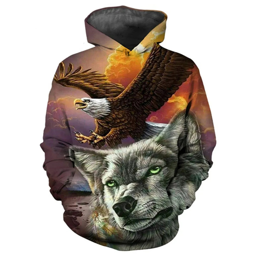 Animal Tiger Eagle Wolf 3D Print Men Women Laxity Hoodie Casual Oversized Pullover Popular Fashion Sweatshirt Trend Men Clothing