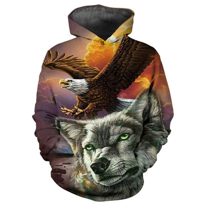Animal Tiger Eagle Wolf 3D Print Men Women Laxity Hoodie Casual Oversized Pullover Popular Fashion Sweatshirt Trend Men Clothing