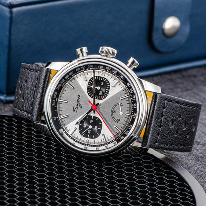 Sugess Watch of Men Pilot 1963 Wristwatches ST1906 Chronograph Handwind Movement Domed Sapphire Waterproof PowerReserve Lume V2