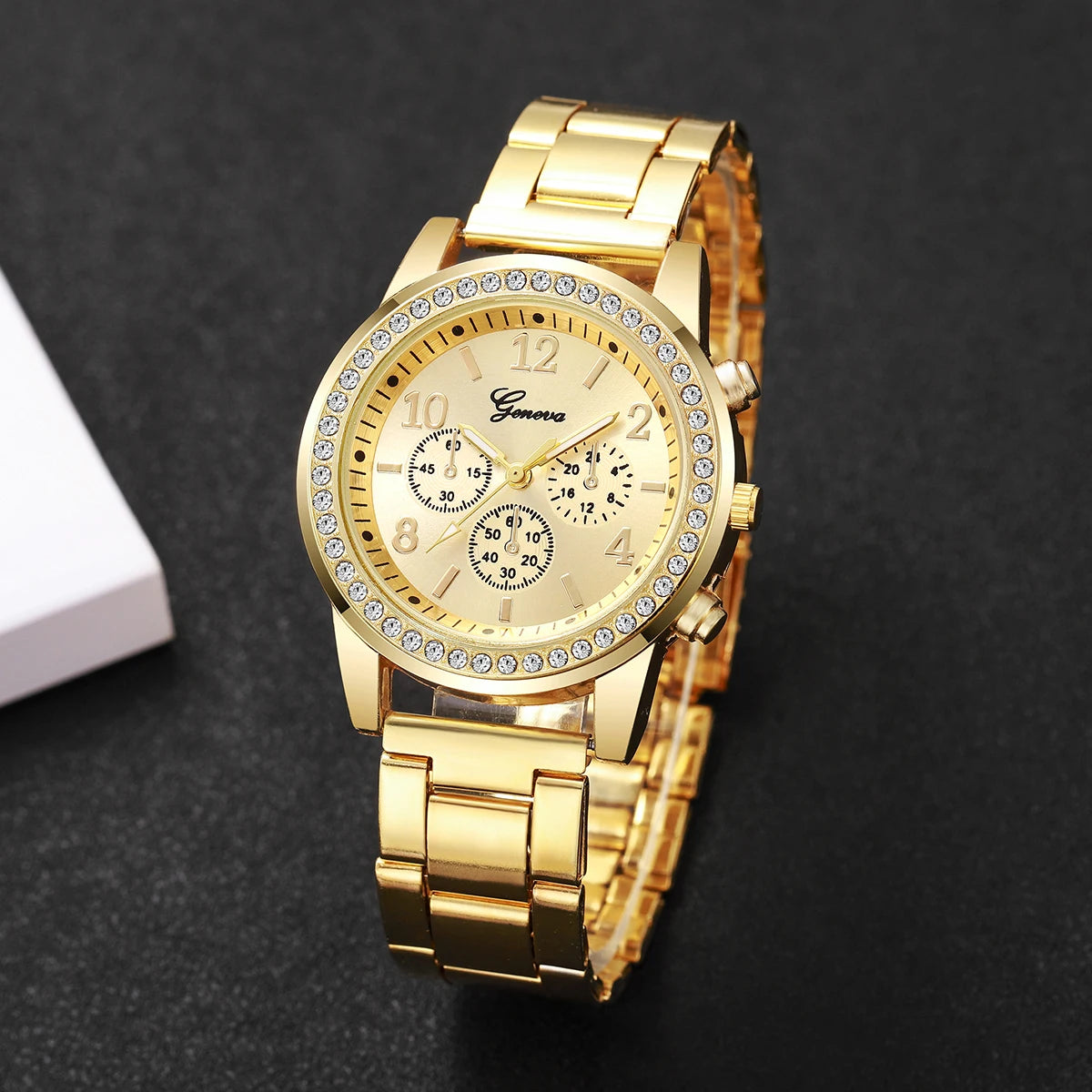 5PCS Luxury Diamond Women Watches Bracelet Set Ladies Arabic Dial Quartz Wristwatches Reloj Mujer (Without Box)