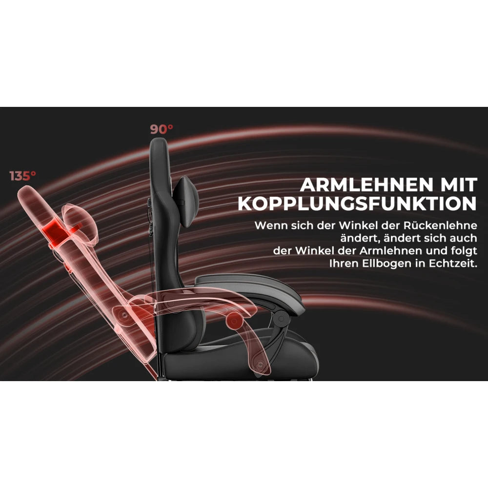 Gaming Chair Ergonomic Gaming Chair with Waist Cushion and Headrest, Office Chair Height Adjustable, Chair for Adult Girls Boy