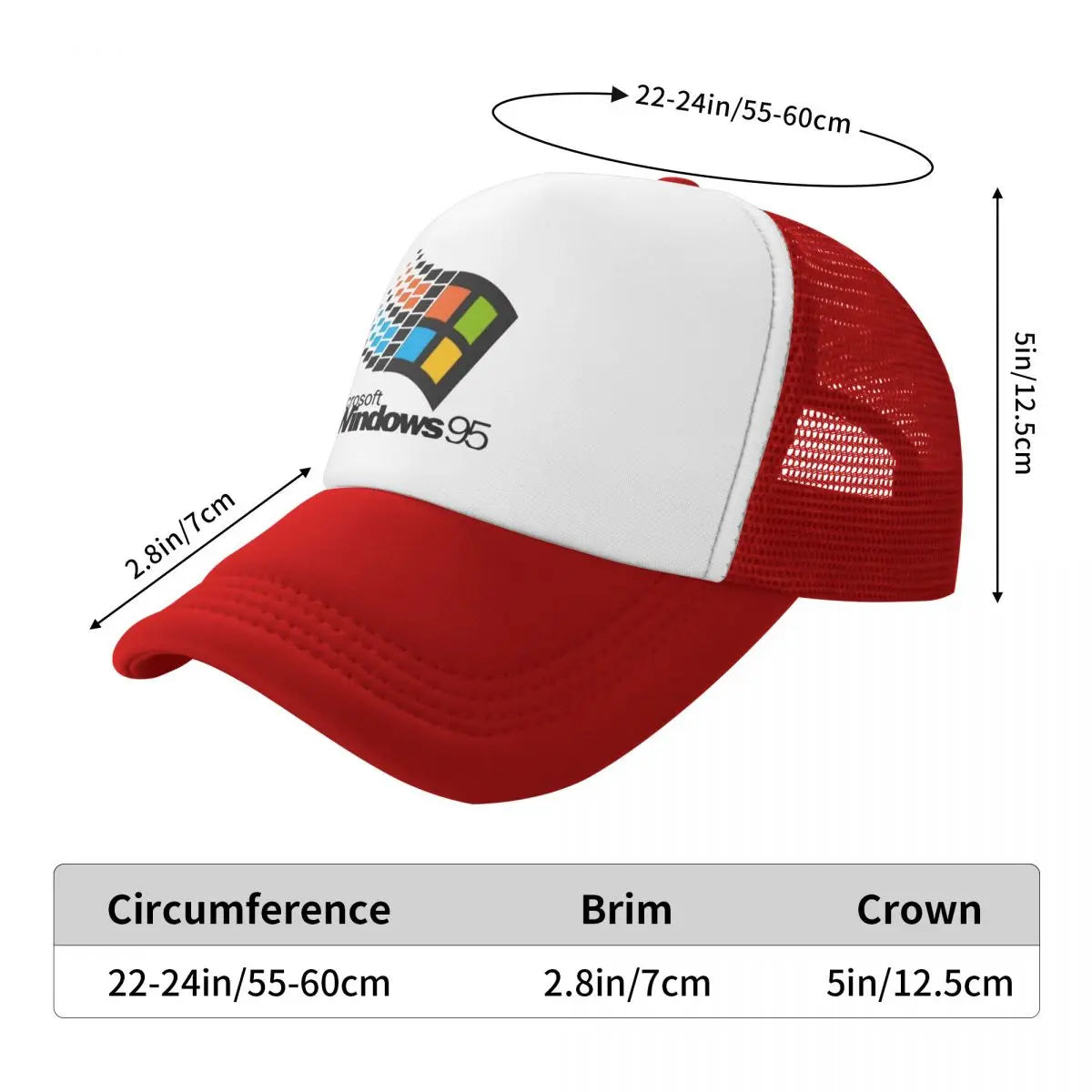 Șepci de baseball unisex „Windows 95 Geeks Nerd Mesh” – șepci de soare la modă, șepci ajustabile cu închidere tip snapback, șepci de pescuit – vânzare en gros – șepci Trucker noi