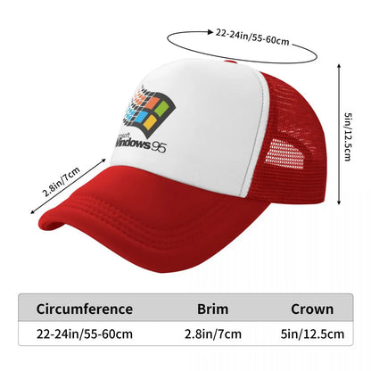 Șepci de baseball unisex „Windows 95 Geeks Nerd Mesh” – șepci de soare la modă, șepci ajustabile cu închidere tip snapback, șepci de pescuit – vânzare en gros – șepci Trucker noi