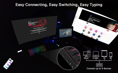 Redragon K530 Pro Draconic 60% Wireless Mechanical Keyboard, 61-Key RGB Hot-Swappable Gaming Keyboard, Bluetooth 5.0/2.4GHz/USB-C Tri-Mode Mechanical Keyboard