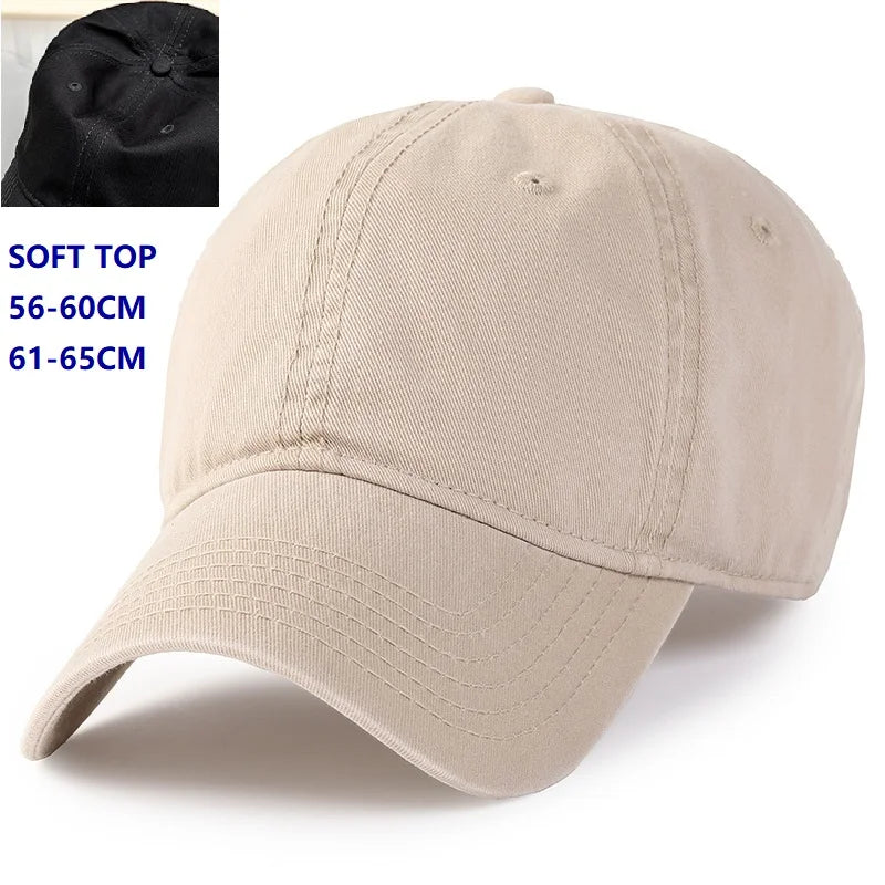 Big Head Plus Size baseball sapka, 100% pamut, férfiaknak és nőknek egyaránt, állítható „dad hat”, túlméretezett, 58–60 cm, 61–65 cm