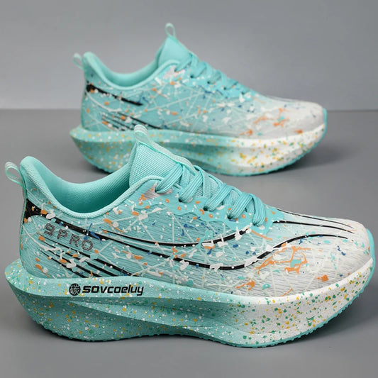 Scarpe da running uomo e donna con piastra in carbonio, ammortizzate per maratona, sportive, traspiranti, leggere, comode, antiscivolo e atletiche