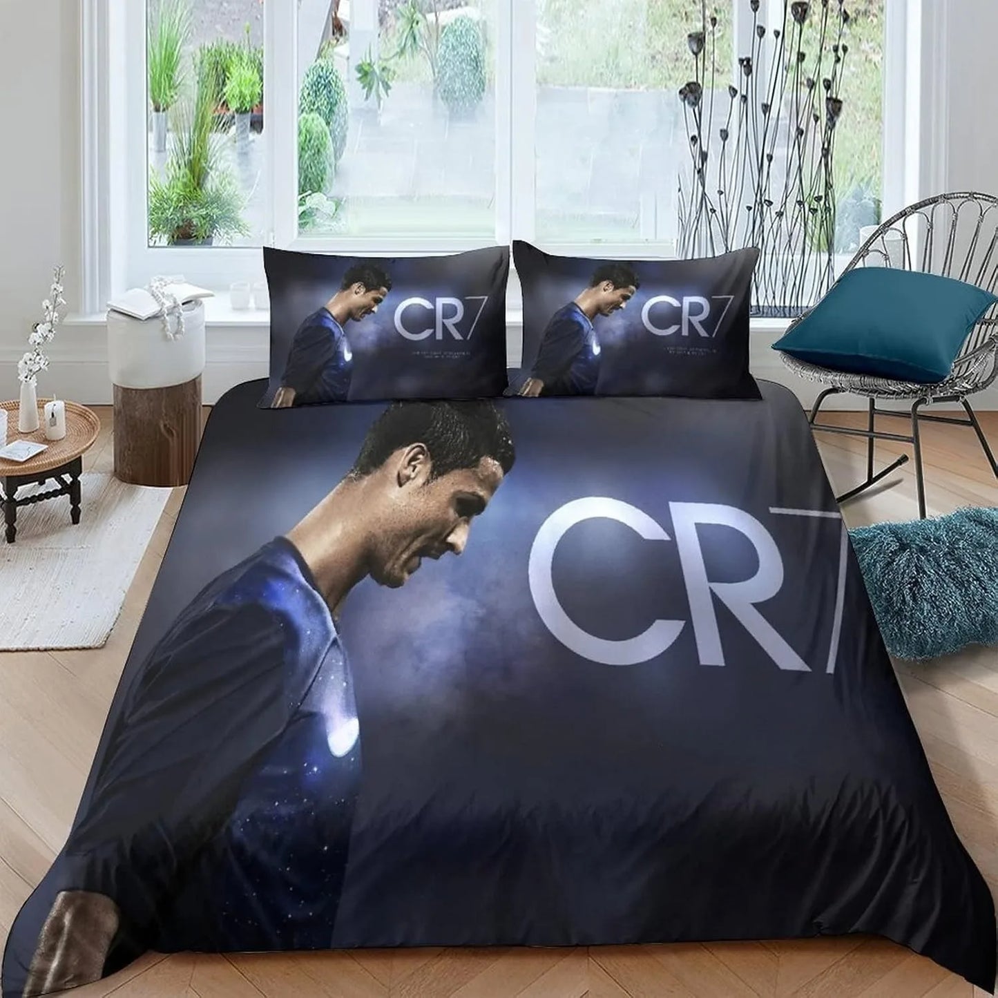 Παπλωματοθήκη Ποδοσφαίρου Ronaldo CR7, Σετ Κλινοσκεπασμάτων για Ενήλικες, Αγόρια και Κορίτσια, Διακόσμηση Υπνοδωματίου, Παιδικό Δώρο, Μονό, Διπλό, Μεγάλο Μέγεθος