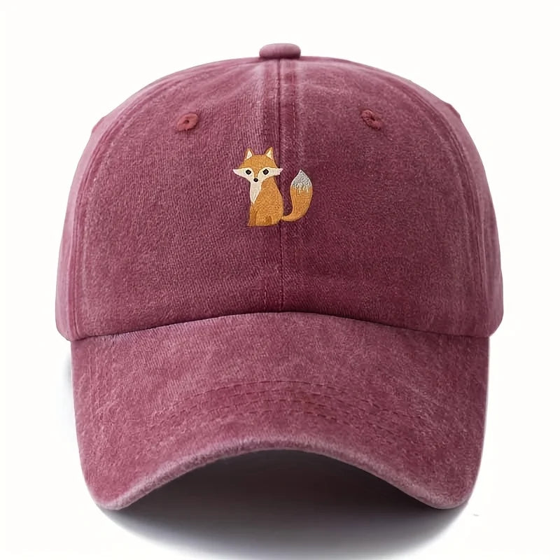 Cute fox pattern printed baseball cap for daily casual fashion, versatile city commuting hat, suitable for men and women