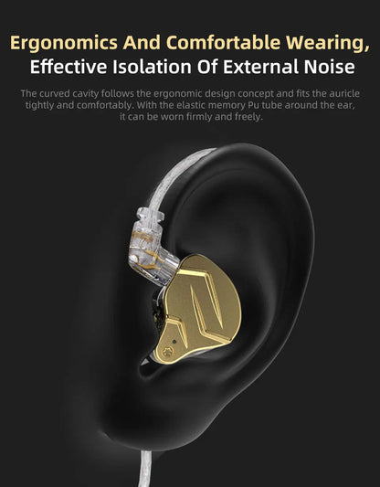 KZ ZSN Pro X Hybrid HiFi Wired Earphones 1BA+1DD Metal In-Ear Earbuds with Detachable Cable, Sport Noise Cancelling Headset
