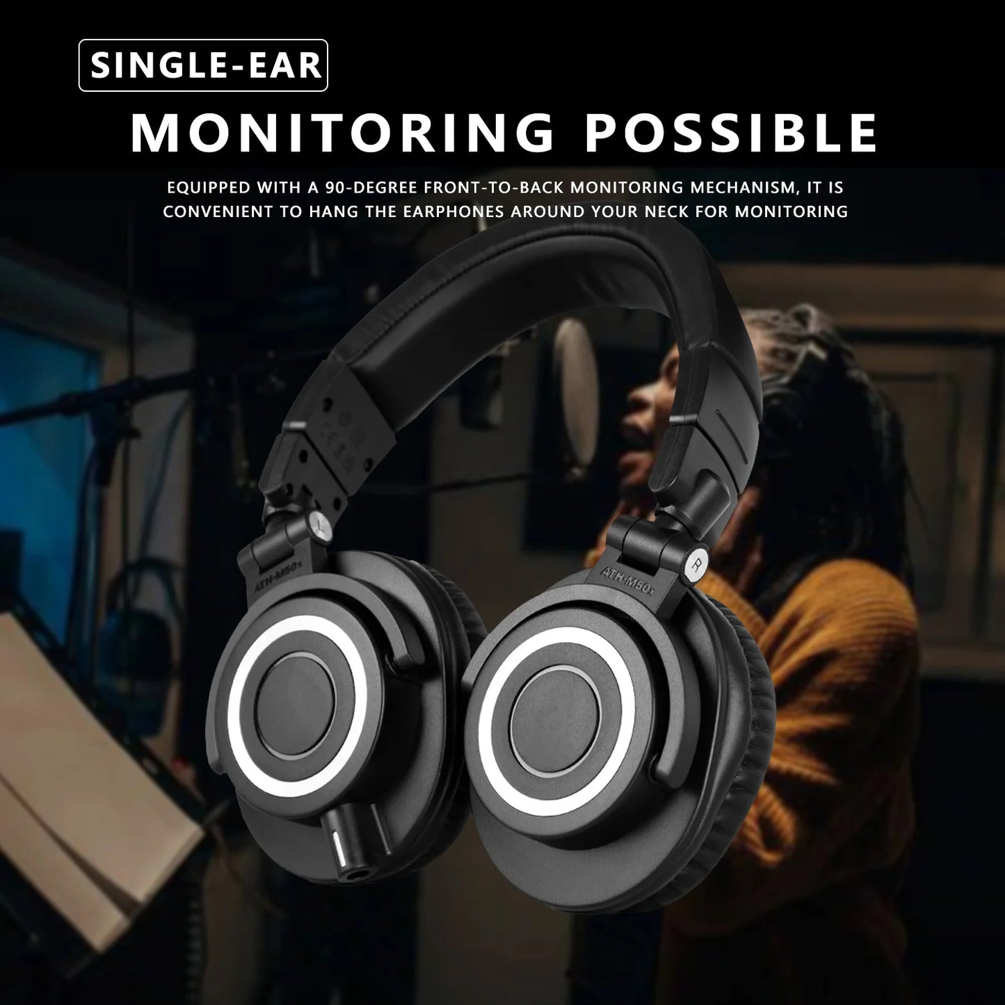 Sanpusen ATH-M50X Professional Studio Monitoring Headphones with 45mm Drivers for Clear Sound and Superior Isolation