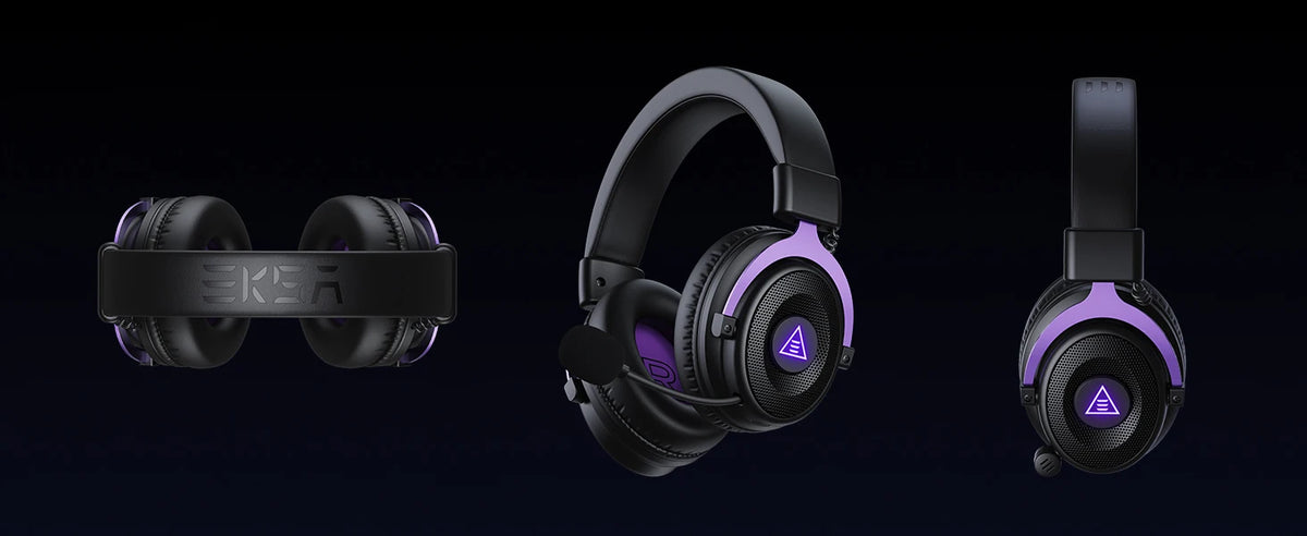 OneOdio EKSA E900 WT, casque de jeu sans fil 2,4 GHz, casque Bluetooth à trois modes, casque supra-auriculaire pour joueurs avec microphone et éclairage RGB, compatible PC, PS4, PS5, autonomie de 80 heures.