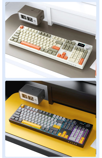 Novo teclado gaming AJAZZ AK35I V3 MAX tri-mode com fios, Bluetooth e sem fios, Gasket, hot swap completo, 104 teclas, teclado personalizado