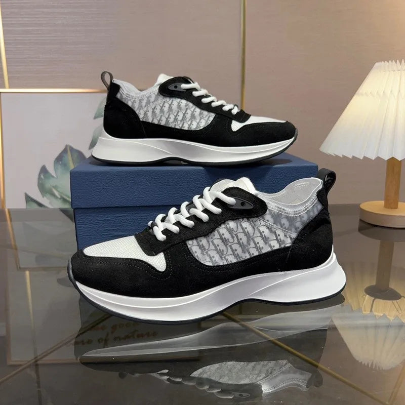 Low-Top Casual Men's Sneakers Fashionable Sport Shoes Comfortable Walking Shoes Men's Footwear Breathable Leather Upper