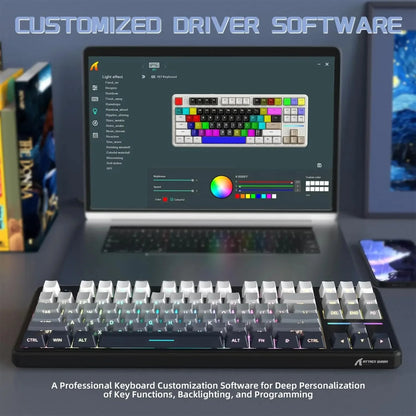 ATTACK SHARK X87 Wireless Mechanical Gaming Keyboard Tri-Mode BT5.0/2.4G/USB-C Gasket Hot Swappable Custom Keyboard Pre-lube