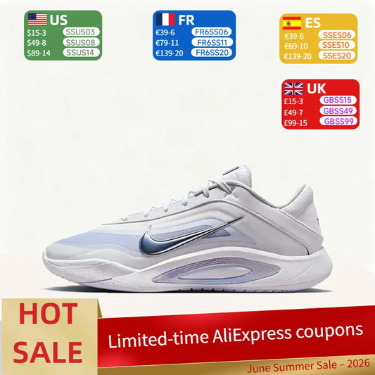 Nike AOne: Minimalist, Comfortable, Cushioned, and Breathable Low-Top Basketball Shoes (Unisex, White and Blue) FZ8606-100