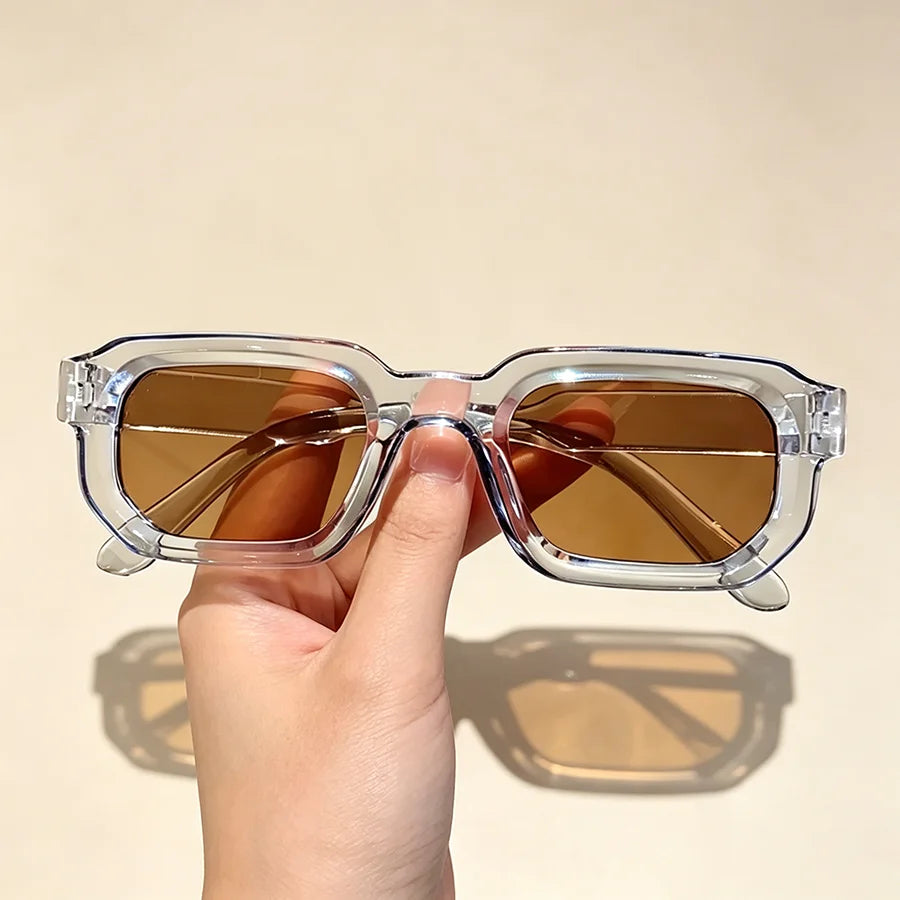 6PCS/Set Women Vintage Rectangle Frame Sunglasses Fashion Retro Sun Glasses Luxury Brand Design Glasses Eyewear Men Goggle