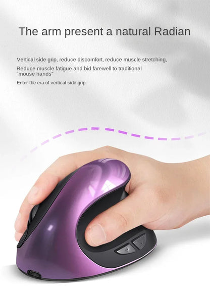 BTS-908 Ergonomic Wireless Mouse, Rechargeable Vertical Wireless Mouse with 2.4GHz USB Receiver, 1600 DPI Adjustable, 6-Button Ergonomic Mouse for Office & Laptop